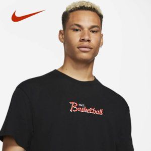 Nike Retro Basketball 90s Script Heavy Cotton Short Sleeve Tee Shirt Black 3XL